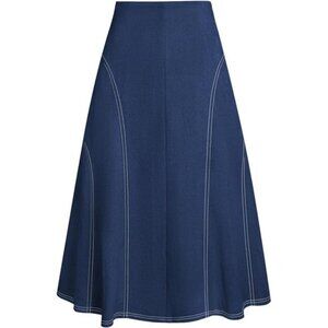 Women's Suede Midi Skirt Fall Winter High Waist A Line Skirt